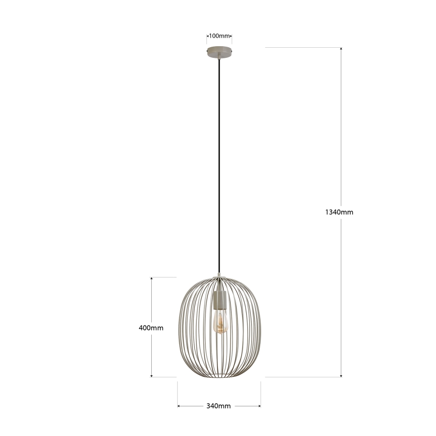 Подвесен полилей на кабел OVELLA 1xE27/15W/230V Ø 34 см бежов
