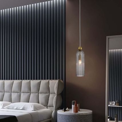 Подвесен полилей на кабел PIEGA, 1xE14/40W/230V, месинг/опушено черно