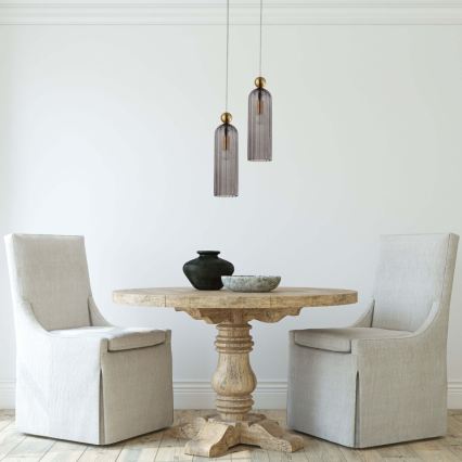 Подвесен полилей на кабел PIEGA, 1xE14/40W/230V, месинг/опушено черно