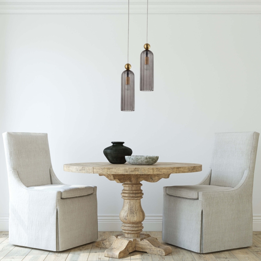 Подвесен полилей на кабел PIEGA, 1xE14/40W/230V, месинг/опушено черно