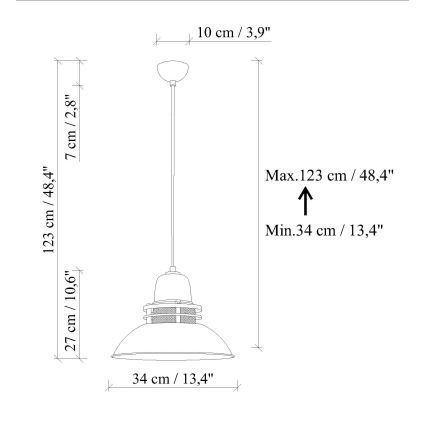 Подвесен полилей на кабел TIBET 1xE27/40W/230V оранжев