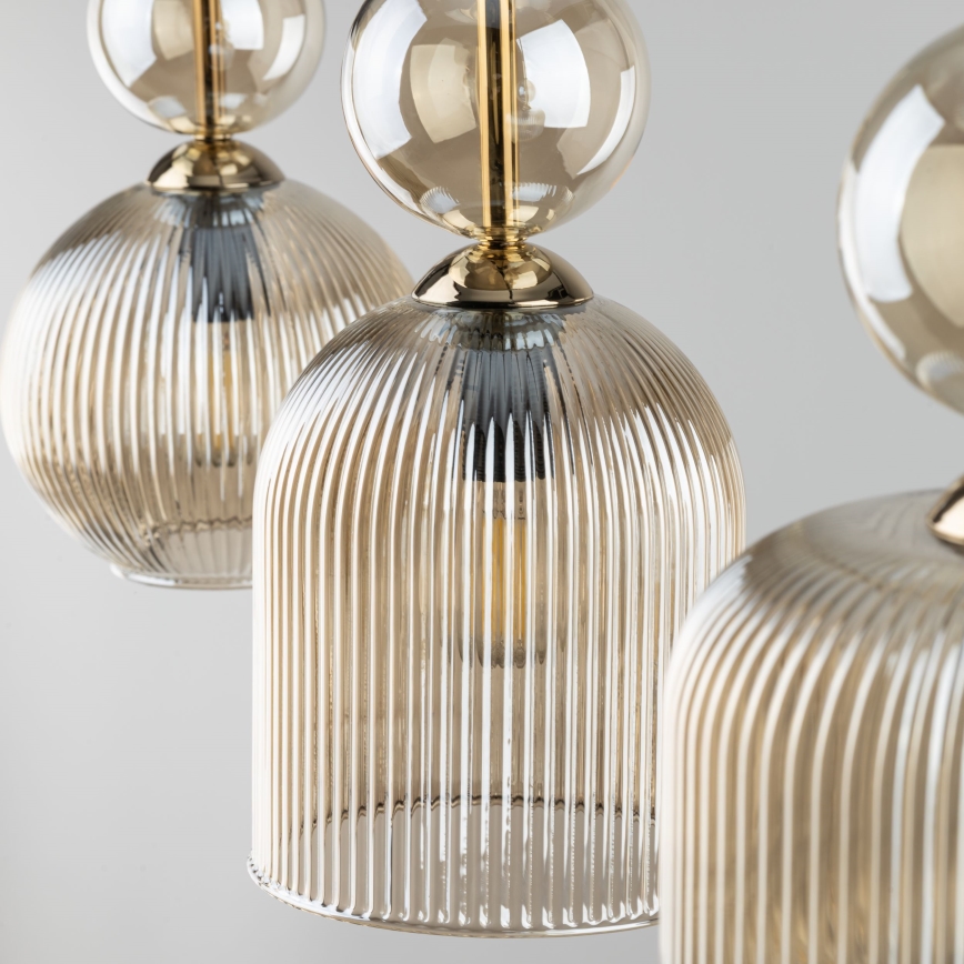 Подвесен полилей SOPHIA на кабел 3xE14/10W/230V черен/опушено бежово