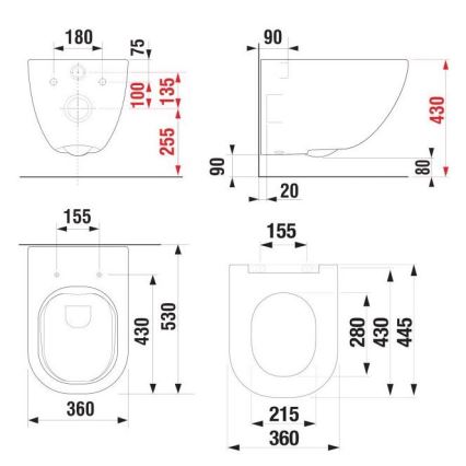 Подвесен WC MIO Rimless + тоалетна седалка SoftClose MIO + двукнопков бутон DUAL + модул за вграждане + изолационна подложка