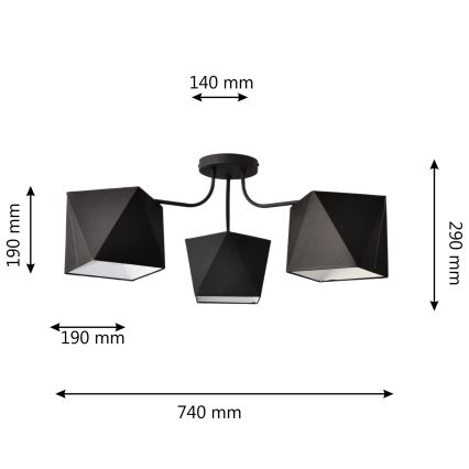 Полилей ADAMANT 3xE27/15W/230V черна