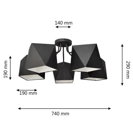 Полилей ADAMANT 5xE27/15W/230V черна