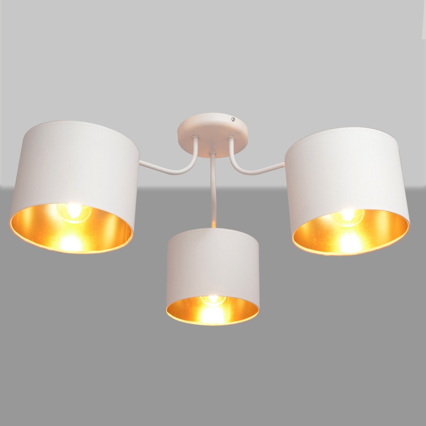 Полилей ALBA 3xE27/15W/230V бяло/златисто