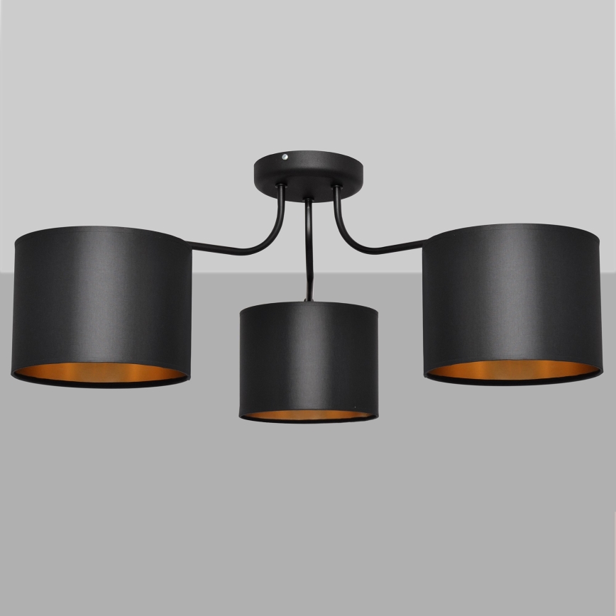 Полилей ALBA 3xE27/15W/230V черно/златисто