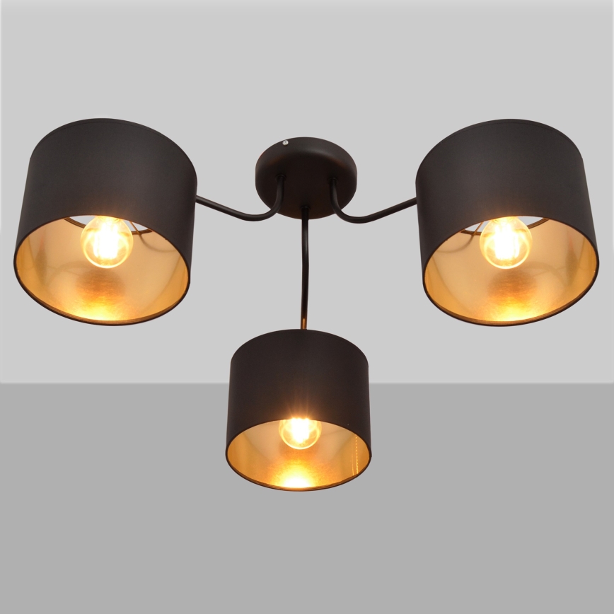 Полилей ALBA 3xE27/15W/230V черно/златисто