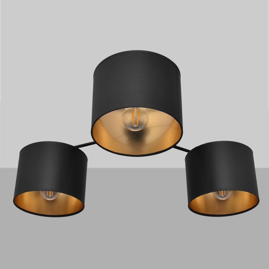 Полилей ALBA 3xE27/15W/230V черно/златисто