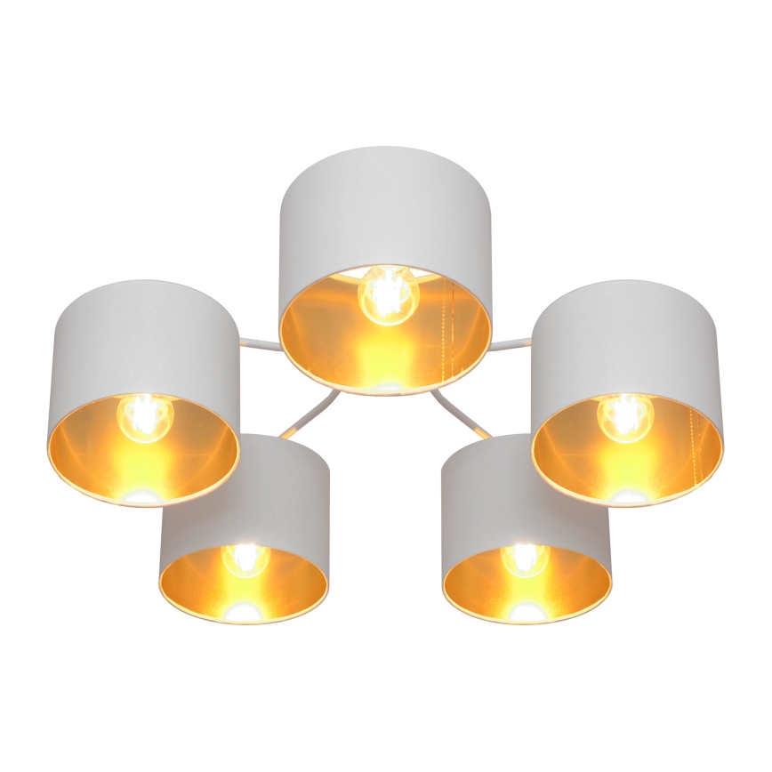 Полилей ALBA 5xE27/15W/230V бяло/златисто