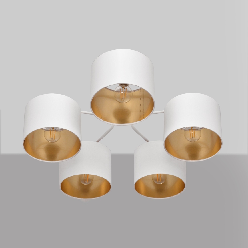 Полилей ALBA 5xE27/15W/230V бяло/златисто