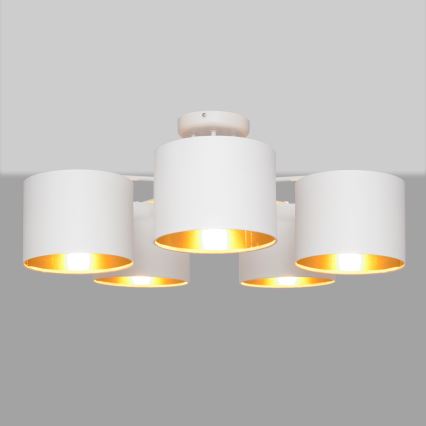 Полилей ALBA 5xE27/15W/230V бяло/златисто