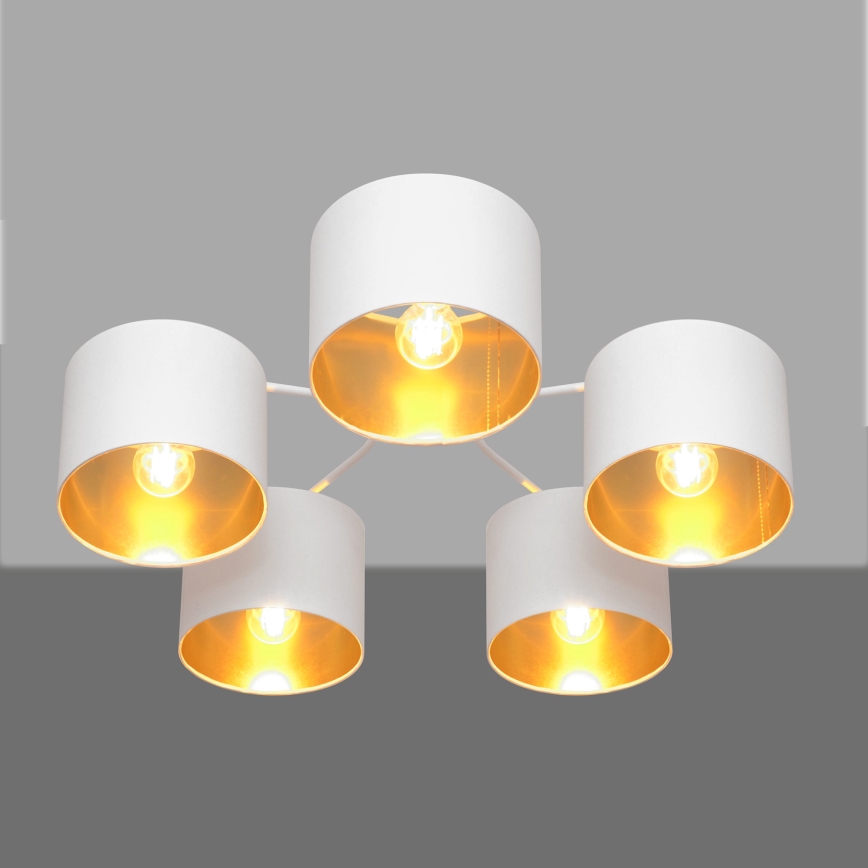 Полилей ALBA 5xE27/15W/230V бяло/златисто