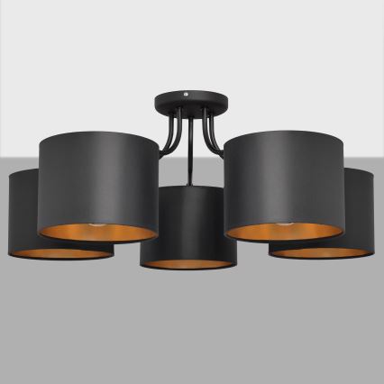 Полилей ALBA 5xE27/15W/230V черно/златисто