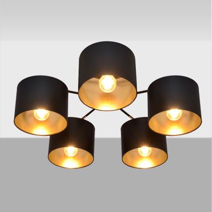 Полилей ALBA 5xE27/15W/230V черно/златисто