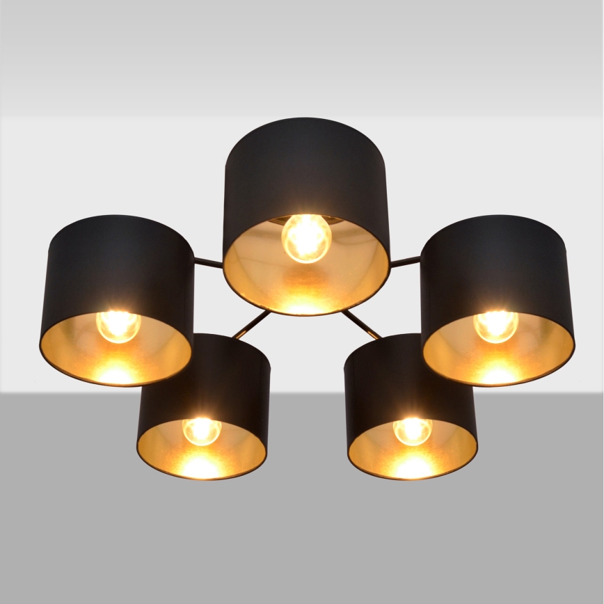 Полилей ALBA 5xE27/15W/230V черно/златисто