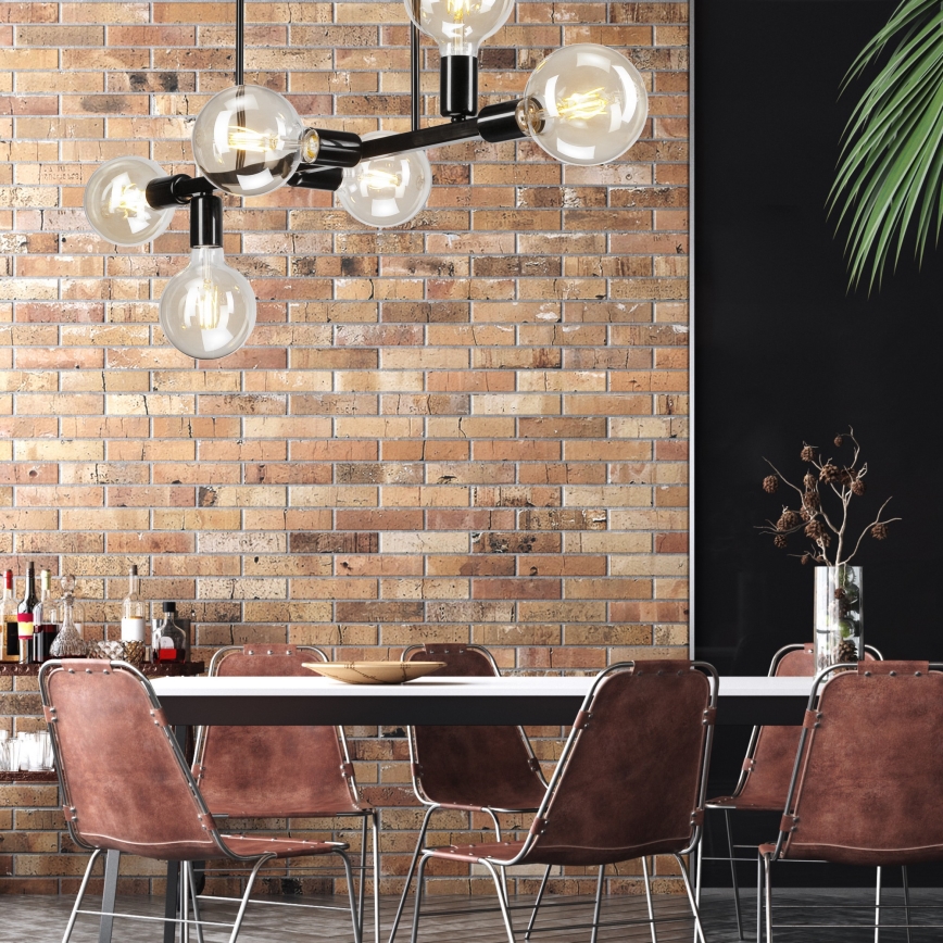 Полилей ASTRID 6xE27/60W/230V черен