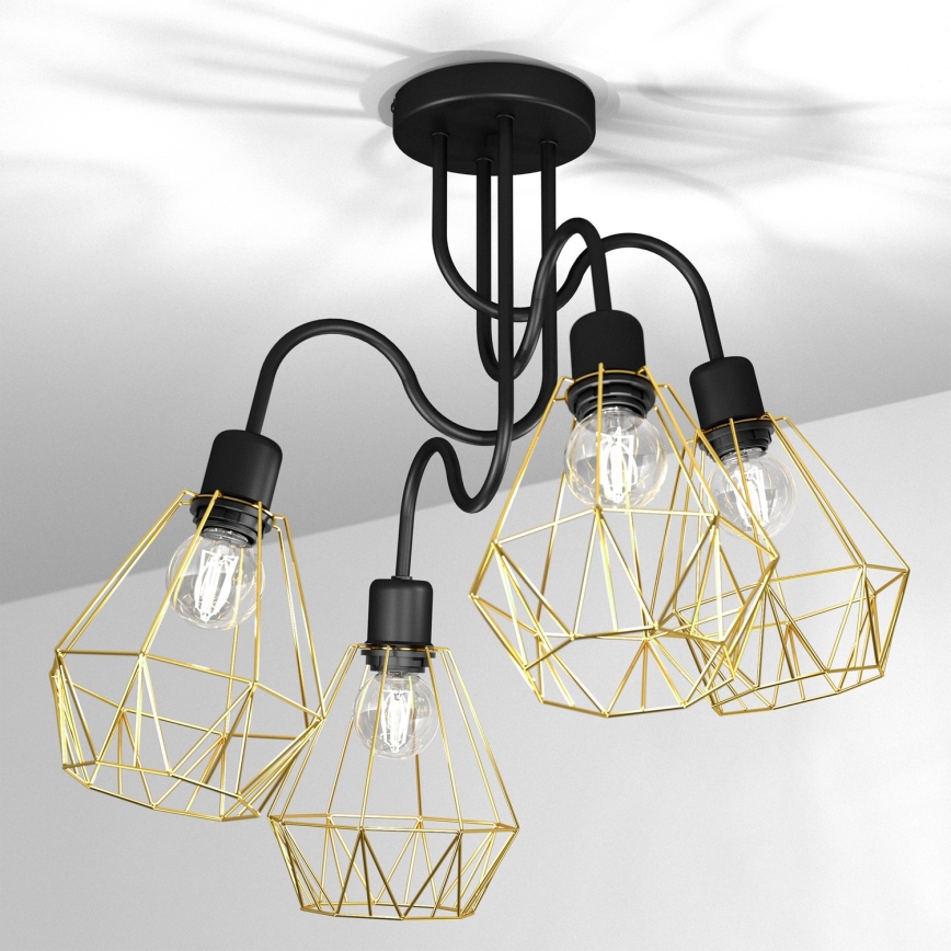 Полилей BERGEN 4xE27/60W/230V черен/златист