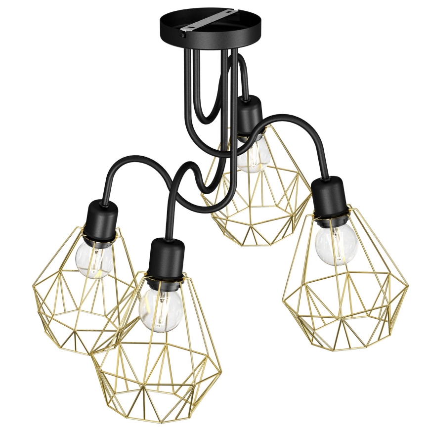 Полилей BERGEN 4xE27/60W/230V черен/златист