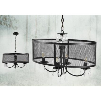 Полилей с верига BRESSO 4xE14/12W/230V черен