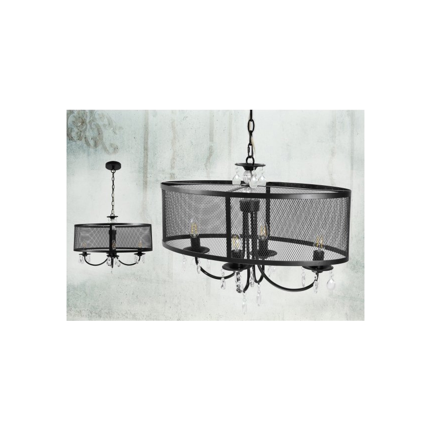 Полилей с верига BRESSO 4xE14/12W/230V черен