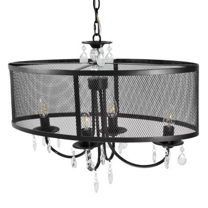 Полилей с верига BRESSO 4xE14/12W/230V черен