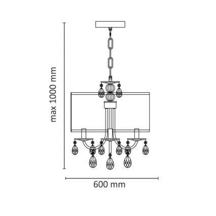 Полилей с верига BRESSO 4xE14/12W/230V черен