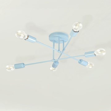 Полилей CAMBRIDGE за директен монтаж на тавана 6xE27/15W/230V, син