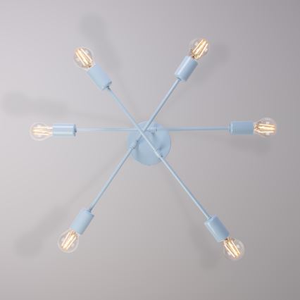 Полилей CAMBRIDGE за директен монтаж на тавана 6xE27/15W/230V, син