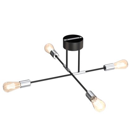 Полилей FLAME 4xE27/60W/230V черен/лъскав хром