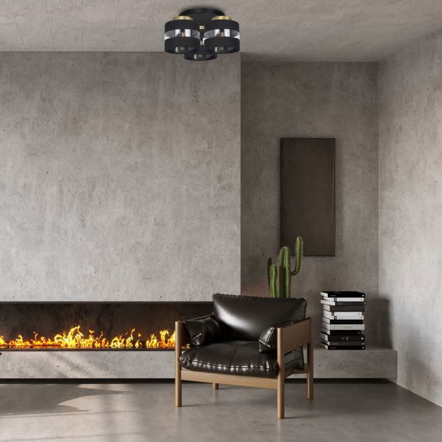 Полилей HAVARD 3xE27/60W/230V черен/месинг