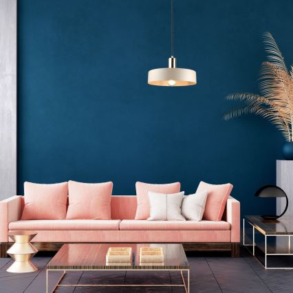 Полилей на кабел LATTE 1xE27/60W/230V бежов/черен/лъскав хром