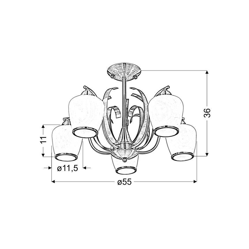 Полилей на пръчка OPERA 5xE27/60W/230V