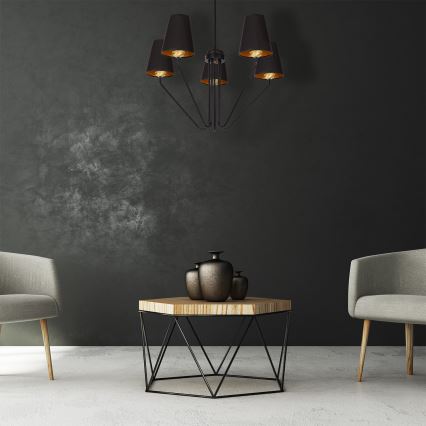 Полилей на пръчка VICTORIA 5xE27/60W/230V черна