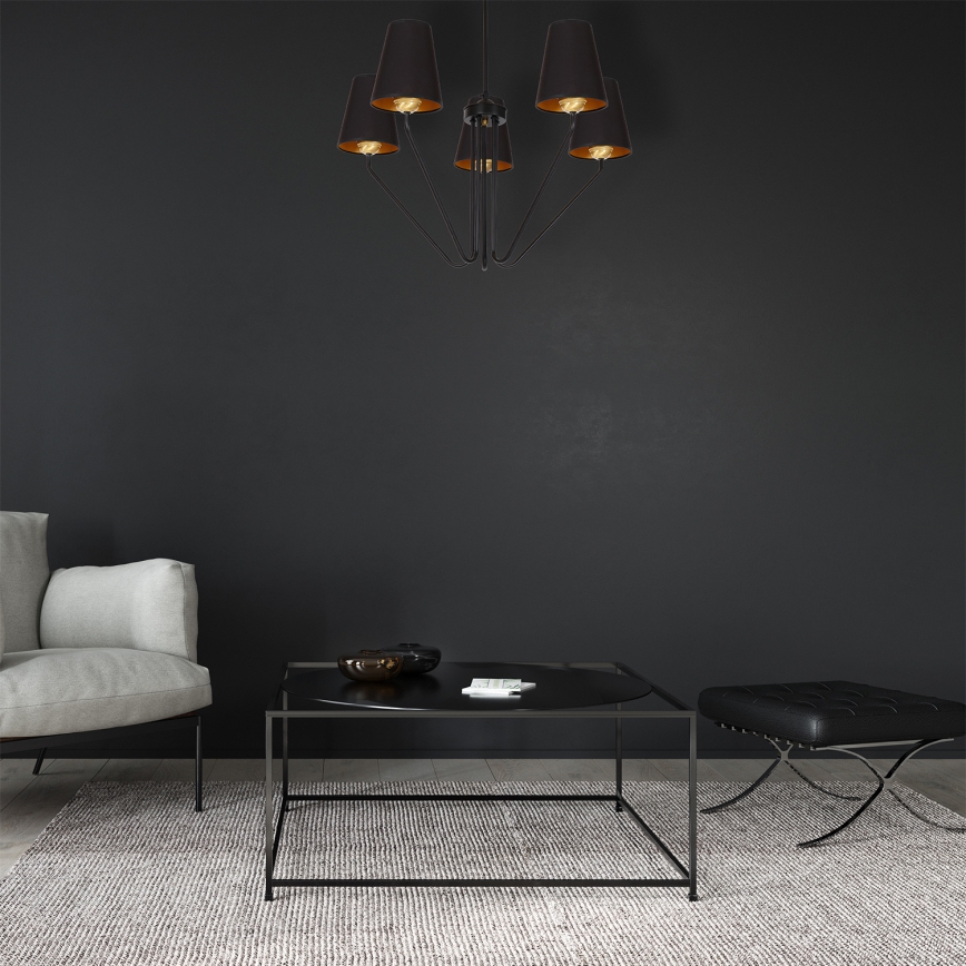 Полилей на пръчка VICTORIA 5xE27/60W/230V черна