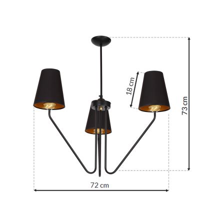 Полилей на пръчка VICTORIA 3xE27/60W/230V черна