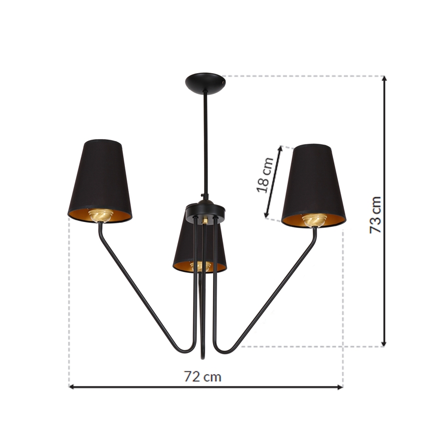 Полилей на пръчка VICTORIA 3xE27/60W/230V черна