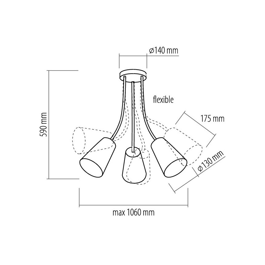 Полилей на пръчка WIRE COLOUR 3xE27/60W/230V