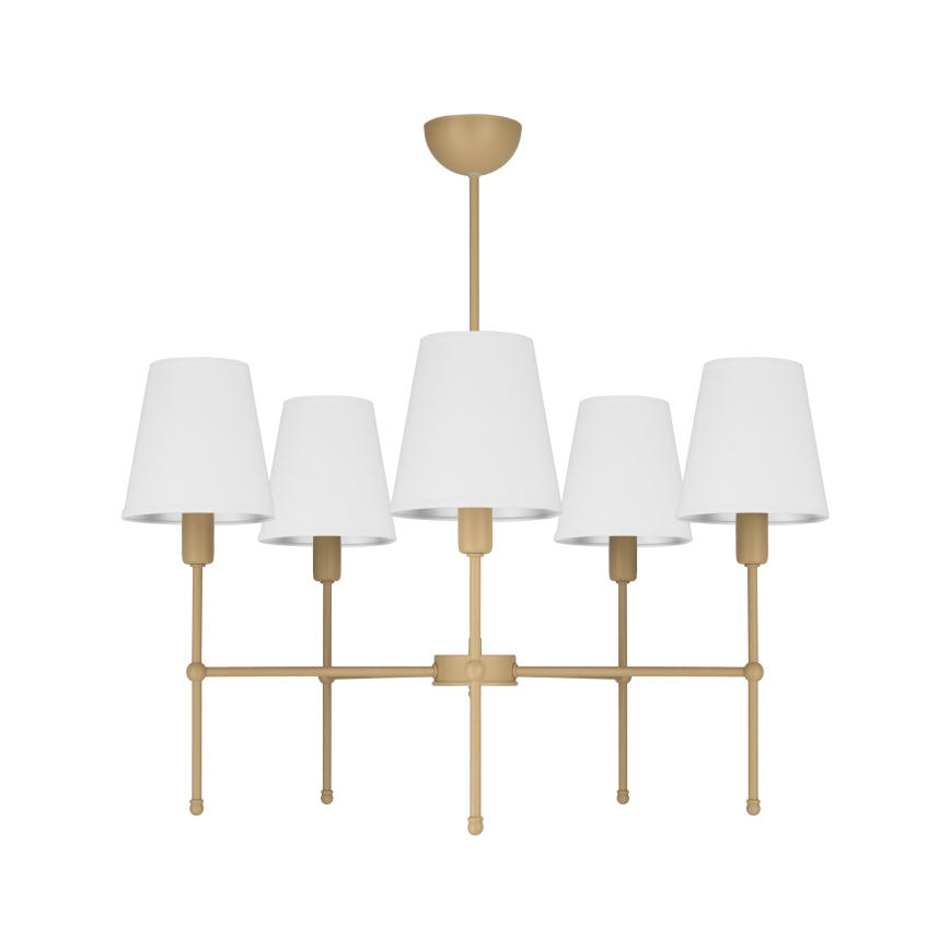 Полилей на прът MADELA 5xE14/40W/230V бял/бежов