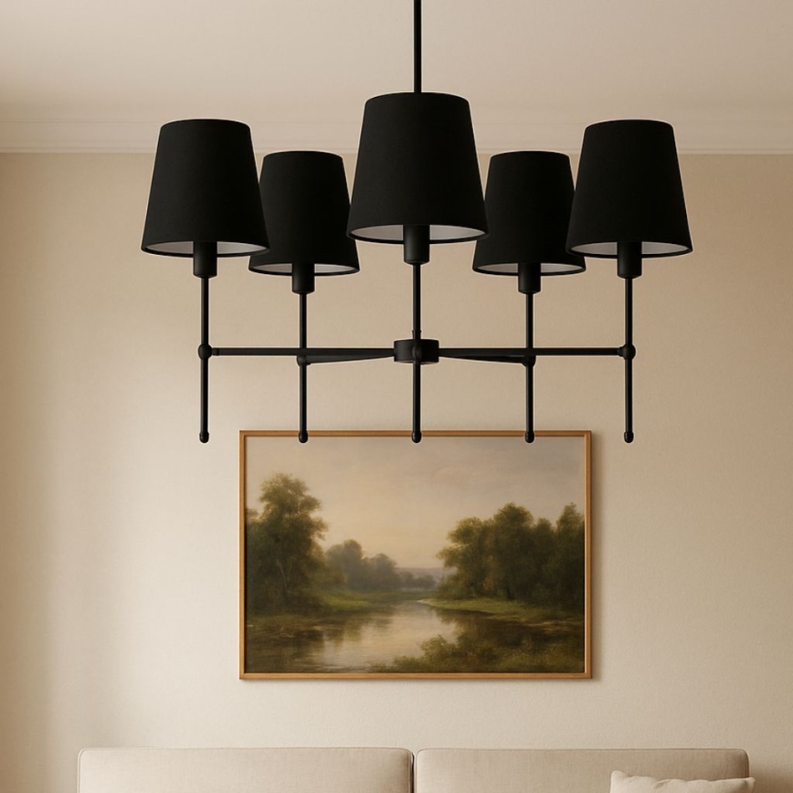 Полилей на прът MADELA 5xE14/40W/230V черен