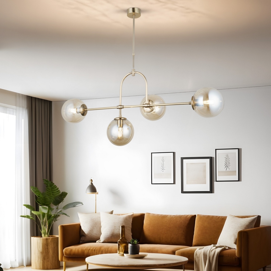 Полилей на прът POLINO 4xE27/40W/230V златен