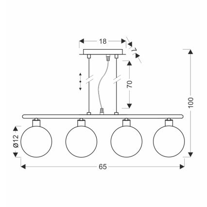 Полилей на шнур SOMUL 4xG9/20W/230V опушено черно