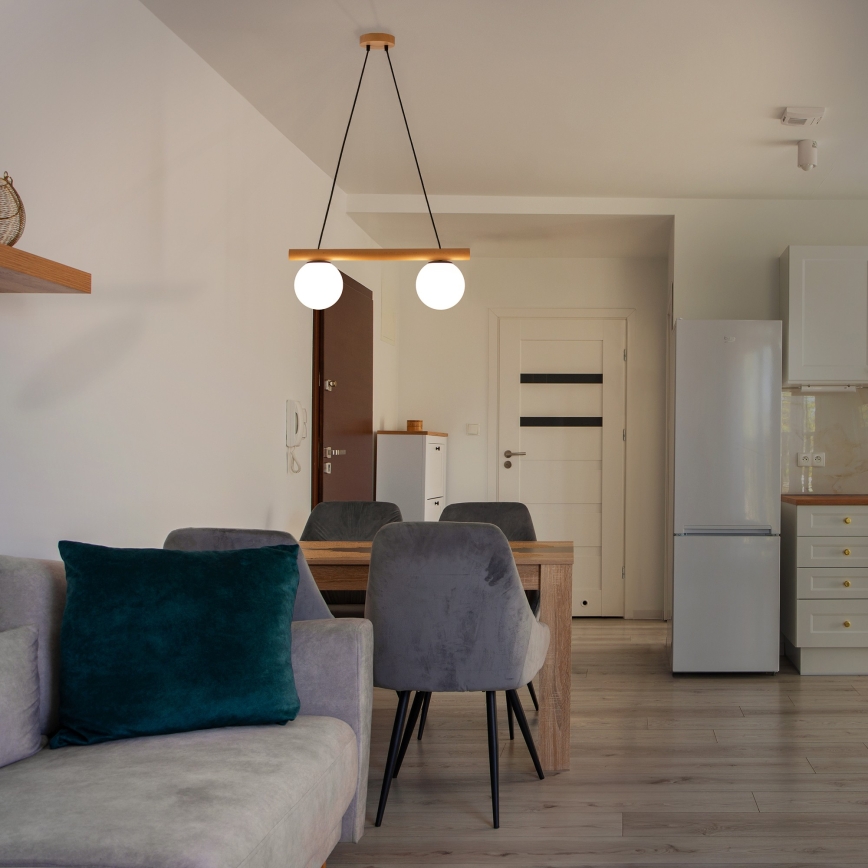 Полилей на шнур WOODSTOCK 2xE27/15W/230V дърво/черно