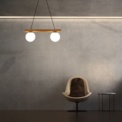 Полилей на шнур WOODSTOCK 2xE27/15W/230V дърво/черно