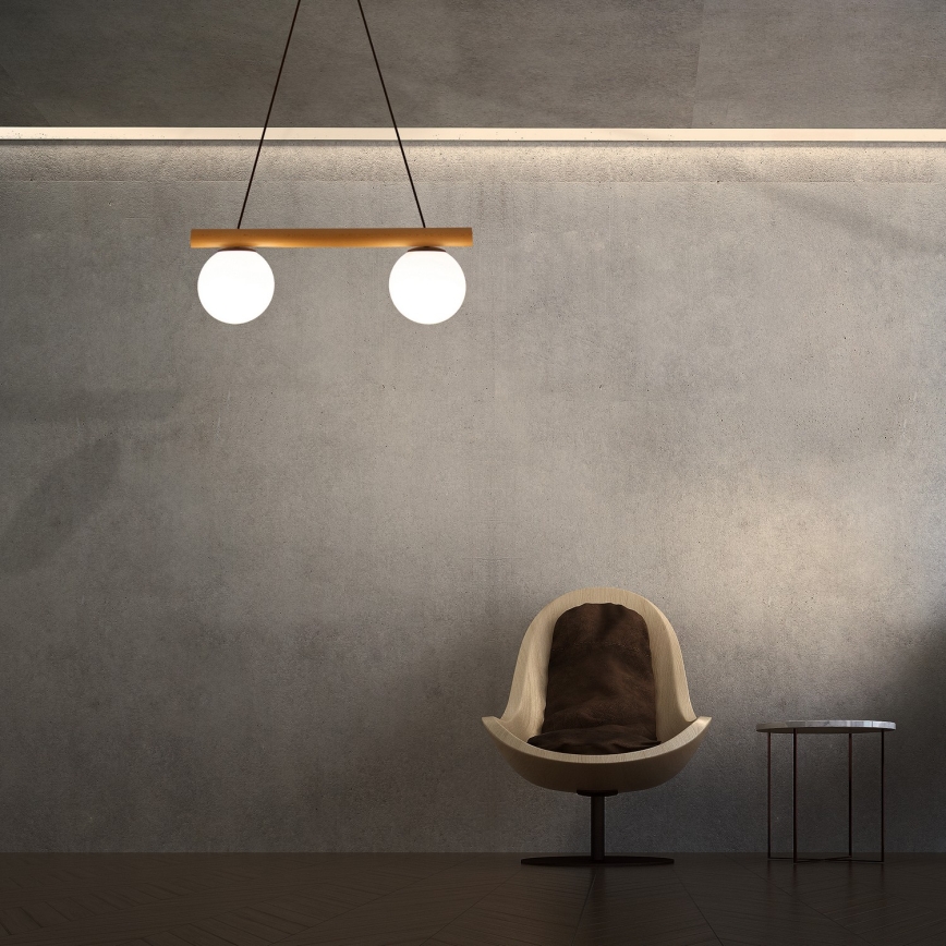 Полилей на шнур WOODSTOCK 2xE27/15W/230V дърво/черно