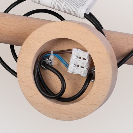 Полилей на шнур WOODSTOCK 2xE27/15W/230V дърво/черно