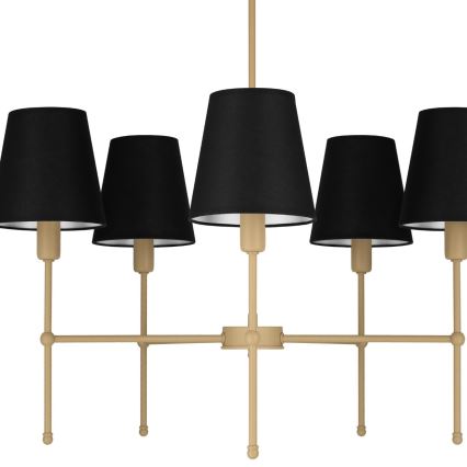 Полилей на штанга MADELA 5xE14/40W/230V черен/бежов