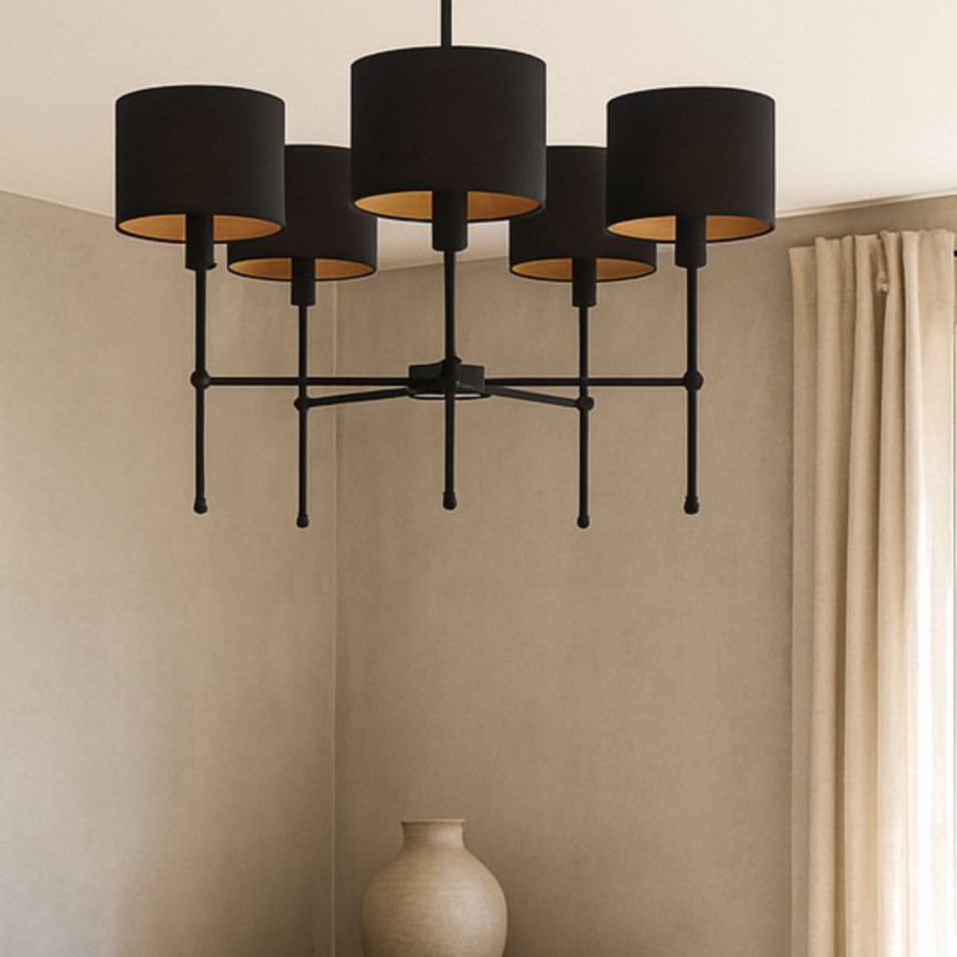 Полилей на штанга MADELA 5xE14/40W/230V черен