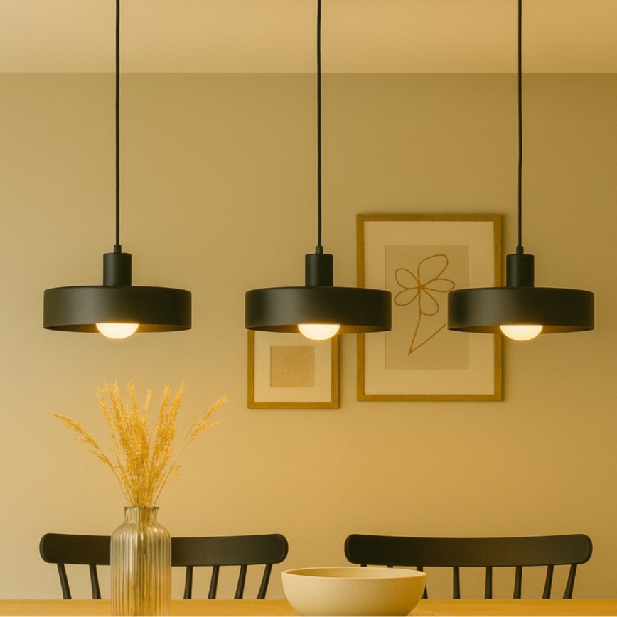 Полилей на стоманено въже ARCANE 3xE27/60W/230V черен