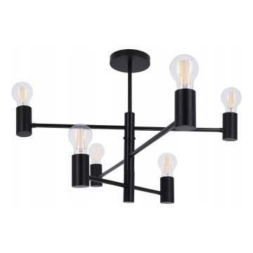 Полилей на тръба 6xE27/20W/230V черен